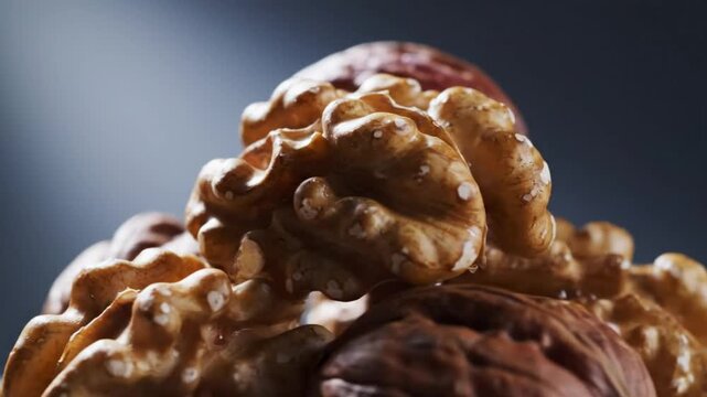 Close up view of walnuts showing details and texture in a warm and inviting display