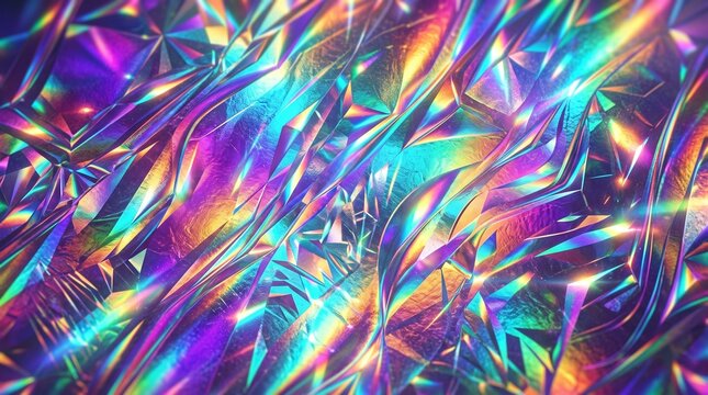 Abstract iridescent holographic texture with rainbow light reflections iridescent holographic abstract reflections spectrum metallic futuristic gradient prismatic refraction luminescent