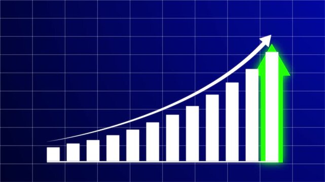 Symbolizing rising profits, success, and positive business performance. Business steady growth concept with rising progress bar chart and upward arrow.   