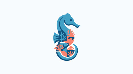 Fototapeta premium An artistic concept illustration portraying a seahorse silhouette intricately filled with abstract coral formations, symbolizing the delicate balance of aquatic ecosystems and marine life