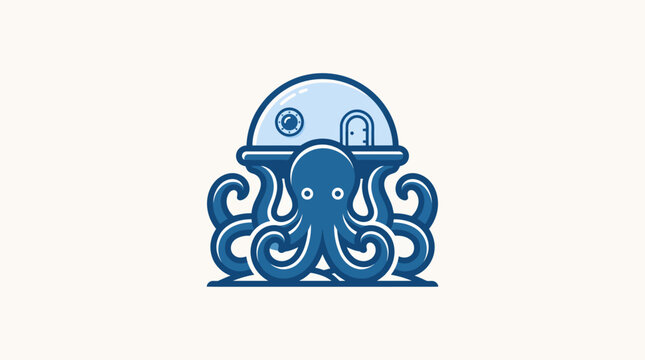 Octopus with a Dome House on its Head - A Whimsical and Creative Illustration of Marine Life and Shelter