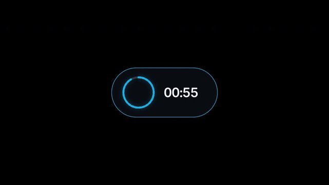 One Minute Broadcast Countdown Timer with Obsidian Dashed Ring