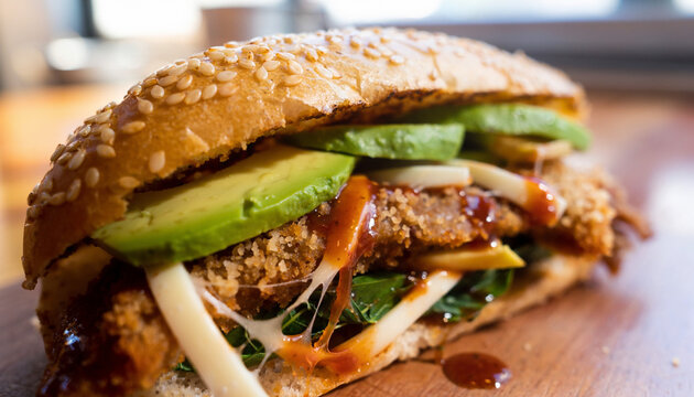 Mexican Cemita with Avocado and Oaxaca Cheese