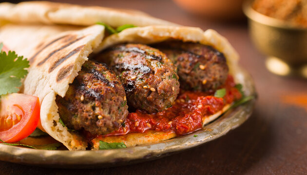 Moroccan Kefta Sandwich with Harissa
