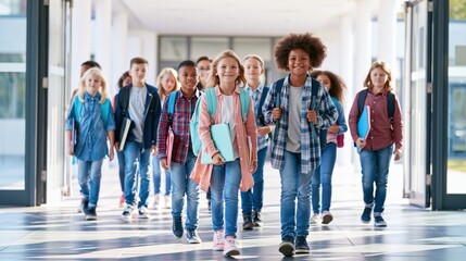 Naklejka premium Happy School Children at Play