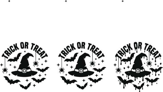 Halloween vector graphics trick or treat witch hat bats spiders