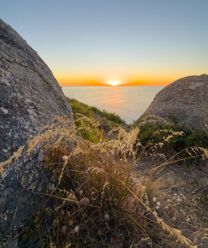 Sunrise over the horizon from Rosetta Head or The Bluff in South Australia