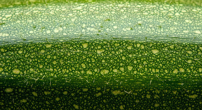 Cucumber skin texture with dew drops and stomata