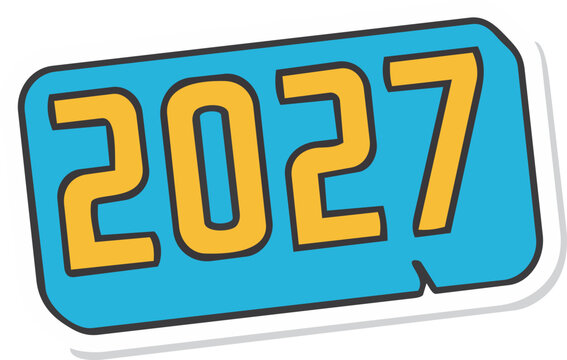 Blue label sticker with 2027 number for festive New Year design
