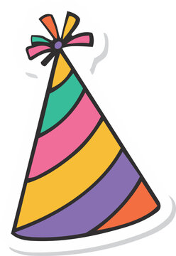 Colorful party hat sticker for New Year 2027 celebration design