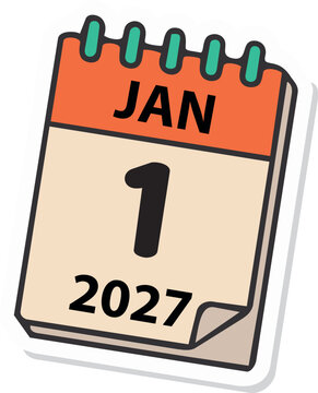January 1 2027 calendar sticker for New Year event reminder