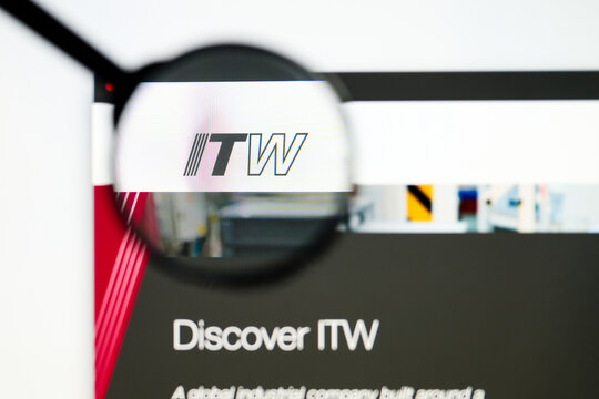 Milan, Italy 2026, 5 Jul Closeup of Illinois Tool Works ITW website page on a laptop screen. Focus on Illinois Tool Works ITW logo under a magnifying glass.