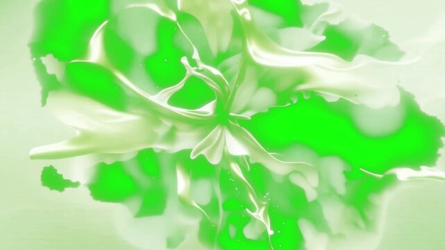 Watercolor liquid splash transition white glowing fluid explosion reveal animation on green screen