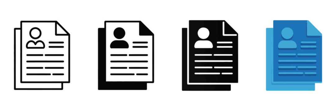 Collection of resume icons representing job applications and professional profiles