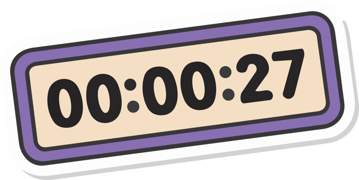 Digital countdown timer 00:00:27 sticker icon