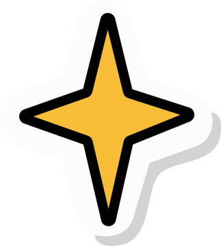 Black and yellow sparkle star sticker icon