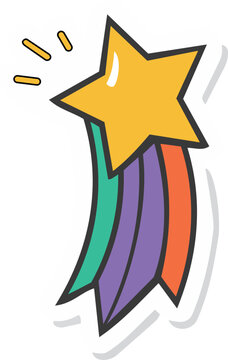 Rainbow shooting star sticker icon