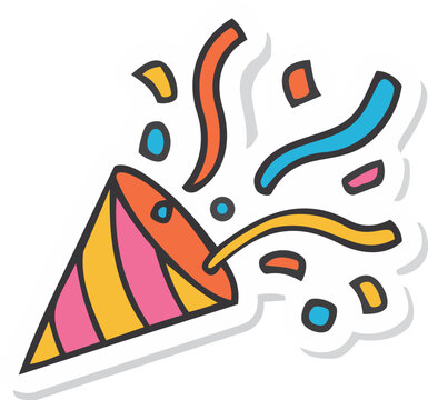 Party popper confetti sticker icon