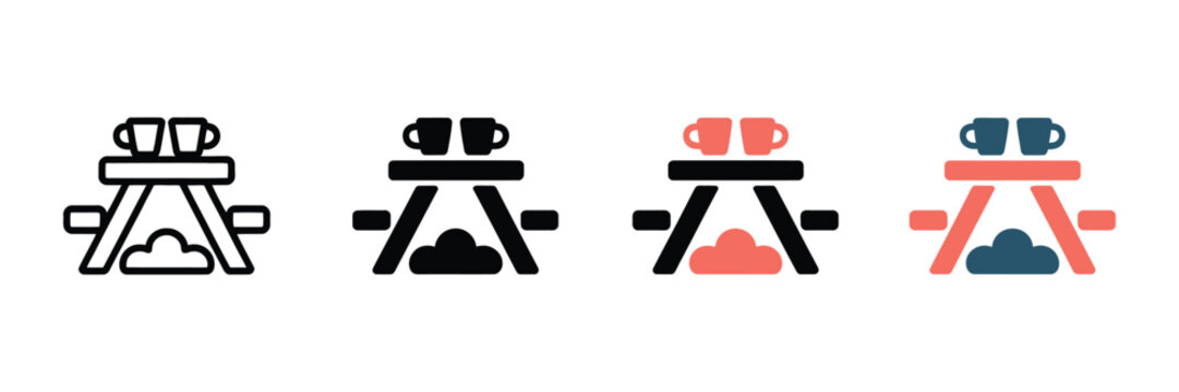 Cozy picnic table with two cups of coffee, perfect for a relaxing outdoor break