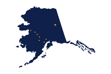 Alaska State Map with Flag and Stars. Flat Vector Illustration © eMIL'