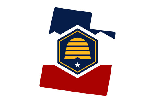 Utah Map with Beehive Emblem. Flat Vector State Symbol