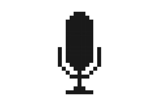 Pixel Microphone Icon Set. Retro Audio and Recording Symbols