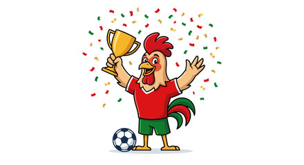 Cute Colorful Folk Art Rooster Mascot Character Vector Illustration with Traditional Patterns © Azrha