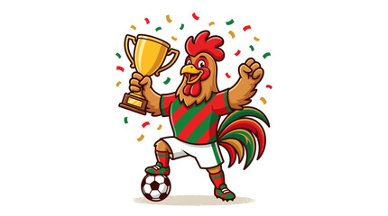Fototapeta premium Cute Colorful Rooster Mascot with Traditional Folk Art Patterns Vector Illustration