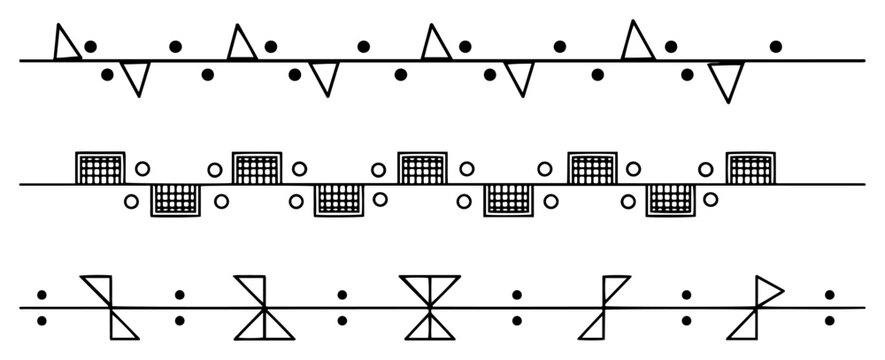 Geometric pattern borders set with abstract shapes and lines minimalist vector