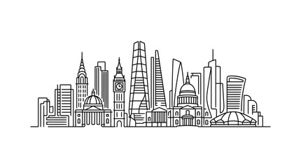 Fototapeta premium London Skyline Silhouette Outline Drawing Minimalist Vector Art