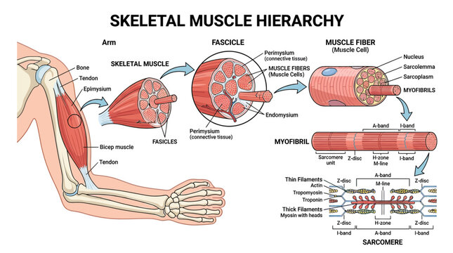 Skeletal Muscle Hierarchy Diagram: From Arm to Sarcomere