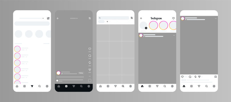 instagram mockup social media post. social network interface template 2026 app screen on Iphone smartphone , new update instagram mock up , Instagram post, story, reels mockup frame. vector editorial