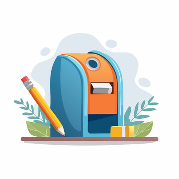 Pencil sharpener with pencil and eraser
