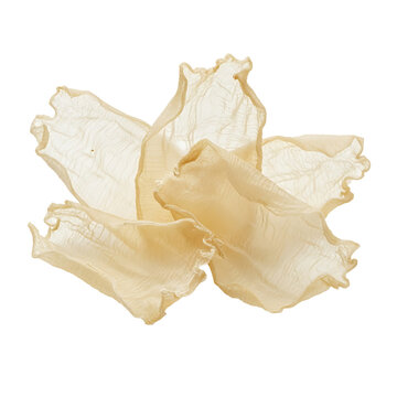 A delicate cluster of dried fish maw, with its intricate, web-like texture, offers a glimpse into a unique culinary ingredient, hinting at its potential for diverse gastronomic creations.