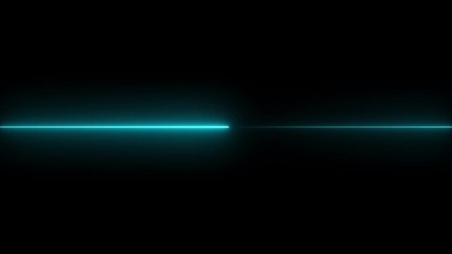 Abstract horizontal glowing green neon line on a dark background with subtle reflection bright clean.4 k animation video.