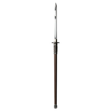 A medieval glaive, a polearm weapon with a blade attached to a long shaft, stands ready for battle, symbolizing warfare and combat.