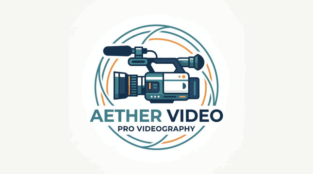 Aether Video logo with professional cinema camera icon.