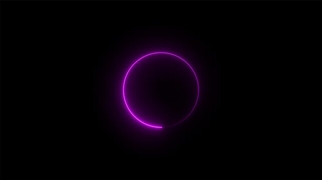 Abstract glowing neon circle border frame in the shape circle glowing and futuristic energy line animation.Glowing neon rectangle frame line. 4 k animation video.