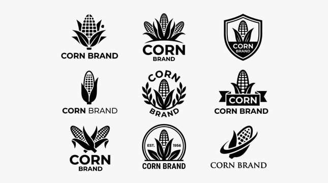 Black corn brand logos and agriculture emblems collection