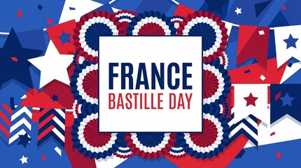 Obraz premium Patriotic decoration for France Bastille Day celebration with flags and stars