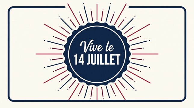 Vive le 14 Juillet French national day celebration badge banner