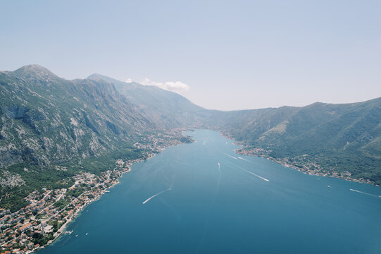 Aerial View of Kotor Bay from Dobrota Montenegro