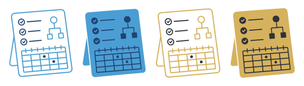 calendar schedule checklist planning set icon on transparent background