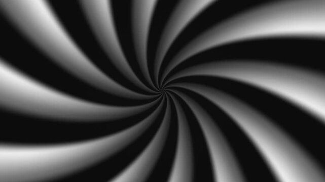 Abstract black and white swirling hypnotic spiral motion background