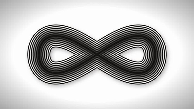 Abstract black and white striped infinity symbol motion background vj loop