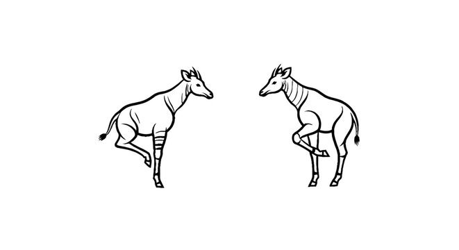Two zebras standing in simple line art style.