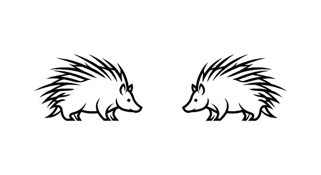 Two porcupines walking side by side illustration.