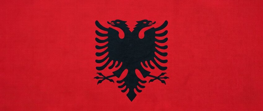 The flag of Albania featuring a black double-headed eagle against a red background