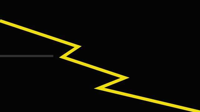 Abstract yellow lightning bolt animation on 4k black background, for digital motion