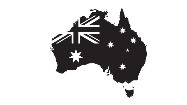 Australia map silhouette with national flag design